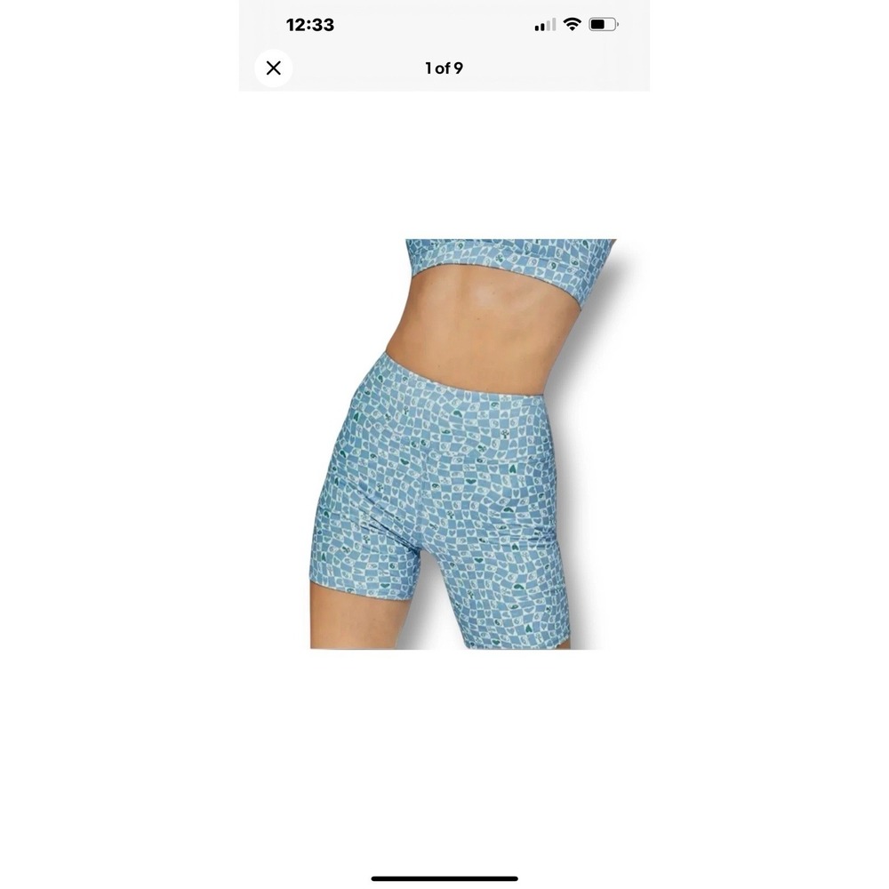 Eleven By Venus Williams Sky Blue Print Retro Revival Biker Shorts Medium- NWT - Picture 2 of 7